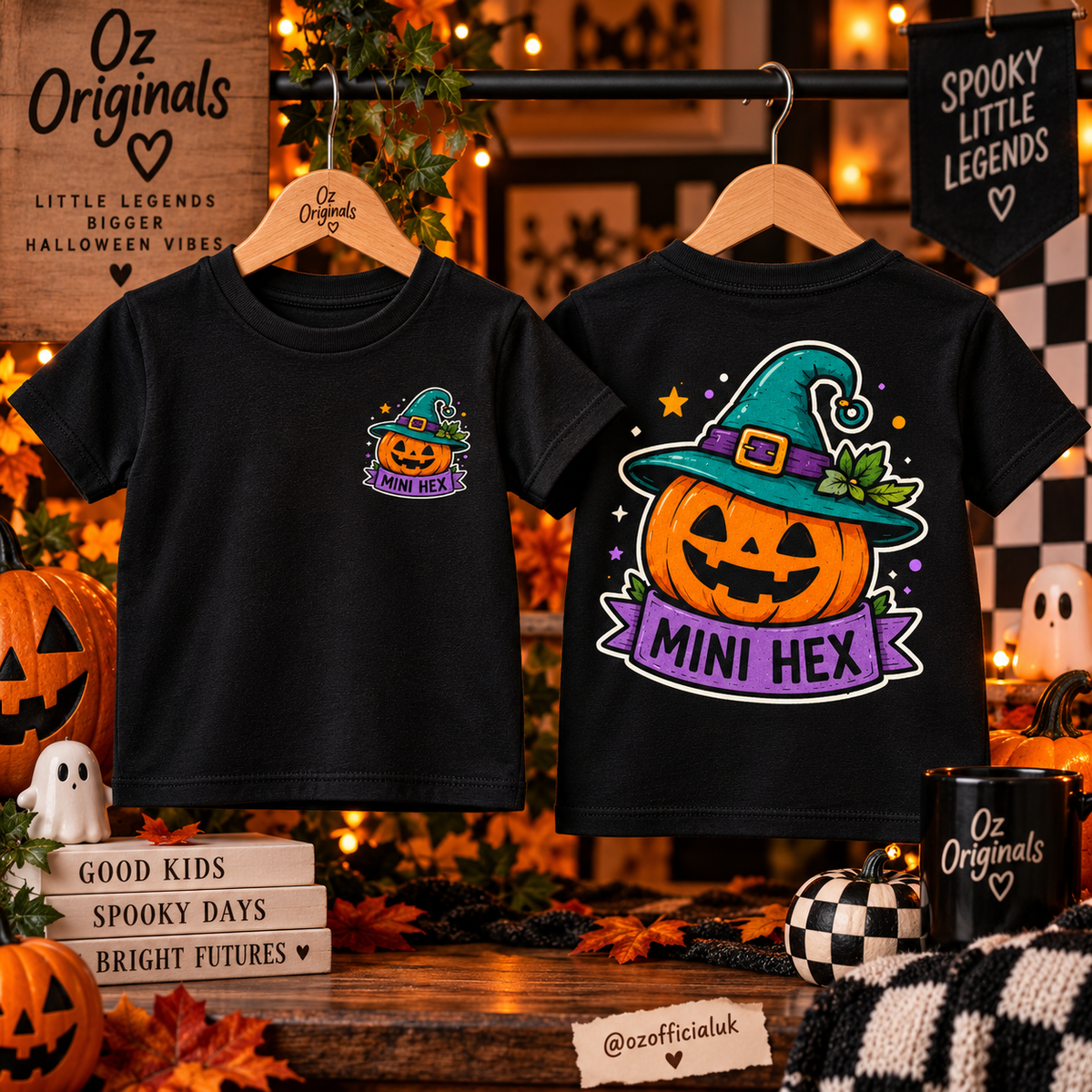 Mini Hex Toddler T-Shirt | Alternative Witchy Pumpkin Kids Tee 🎃💚