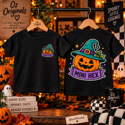Mini Hex Toddler T-Shirt | Alternative Witchy Pumpkin Kids Tee 🎃💚