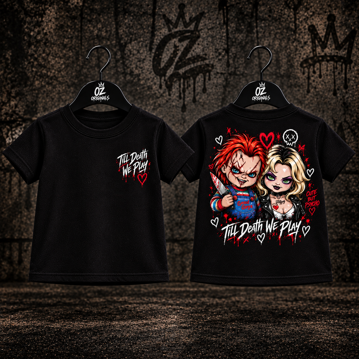 Till Death We Play Chucky & Bride Toddler T-Shirt | Horror Kids Tee | Black or White