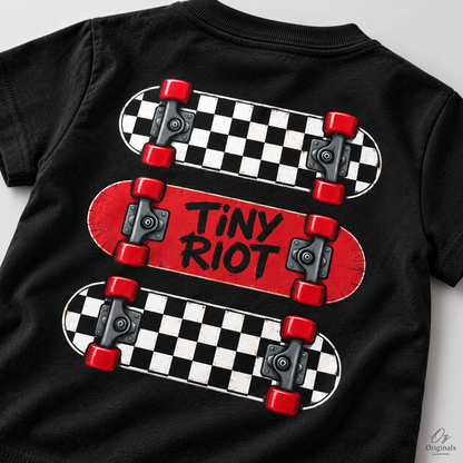 TINY RIOT Toddler T-Shirt – Alternative Checkerboard Skateboard Tee