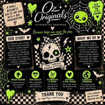 Creep It Real Black Baby Vest | Alternative Halloween Babywear | October Oddities 💚 🕷️