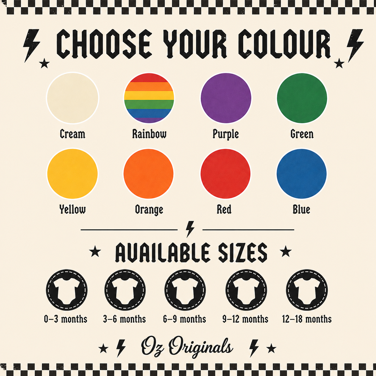 AB⚡CD Baby Vest | Rock-Inspired Alternative Baby Bodysuit | Multiple Colour Options