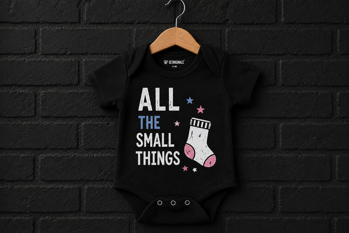 All The Small Things Baby Vest | Blue or Pink Sock | Personalised Alternative Baby Bodysuit | Rock Baby Gift 💙🩷