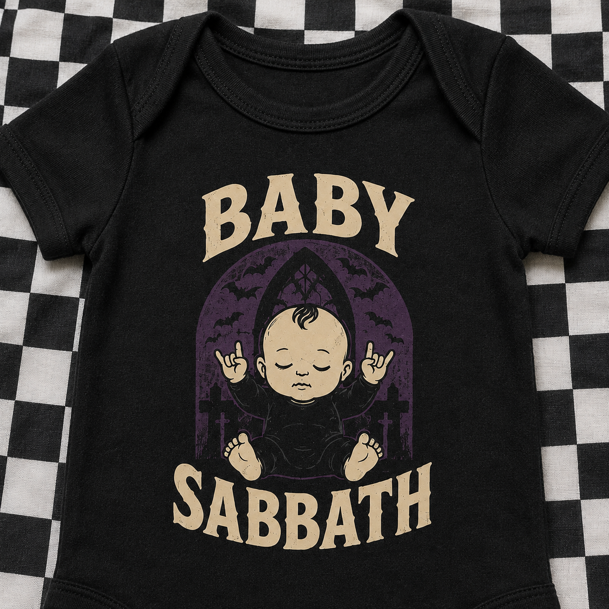 Baby Sabbath Baby Vest | Alternative Rock Baby Bodysuit | Black Gothic Baby Clothes | Baby Bands