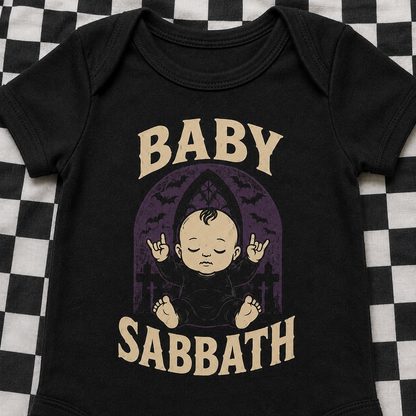 Baby Sabbath Baby Vest | Alternative Rock Baby Bodysuit | Black Gothic Baby Clothes | Baby Bands