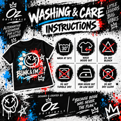 Blink & I’m 2! Toddler T-Shirt – Black or White | Alternative Birthday Tee