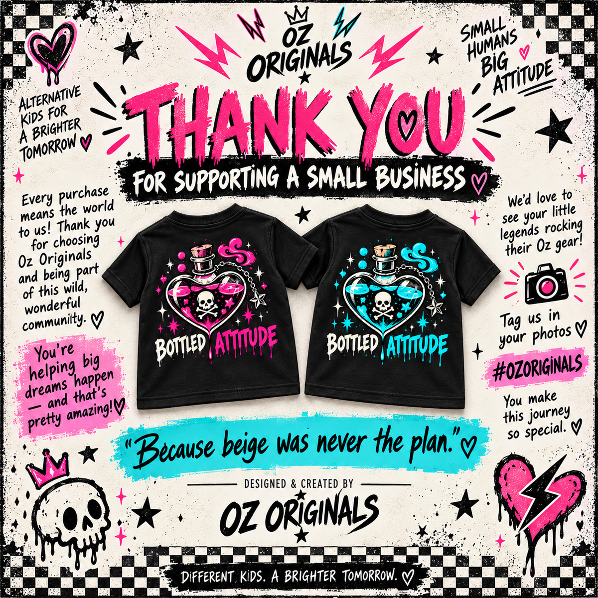Bottled Attitude Toddler Tee | Hot Pink or Turquoise Blue | Ozzy Flash 🩷🩵