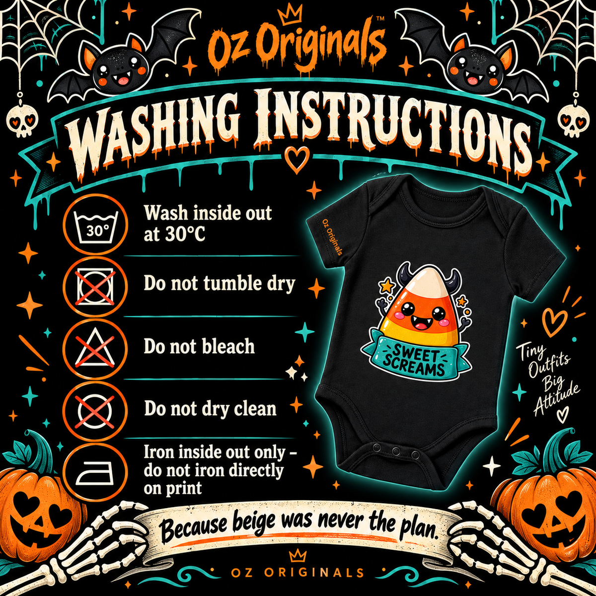 Sweet Screams Halloween Baby Vest – Black Alternative Candy Corn Bodysuit 🍭 🧡