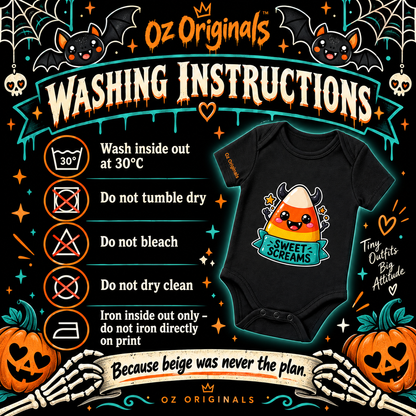 Sweet Screams Halloween Baby Vest – Black Alternative Candy Corn Bodysuit 🍭 🧡