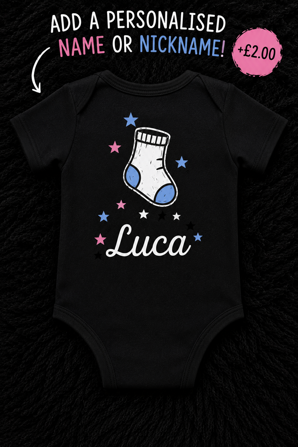 All The Small Things Baby Vest | Blue or Pink Sock | Personalised Alternative Baby Bodysuit | Rock Baby Gift 💙🩷