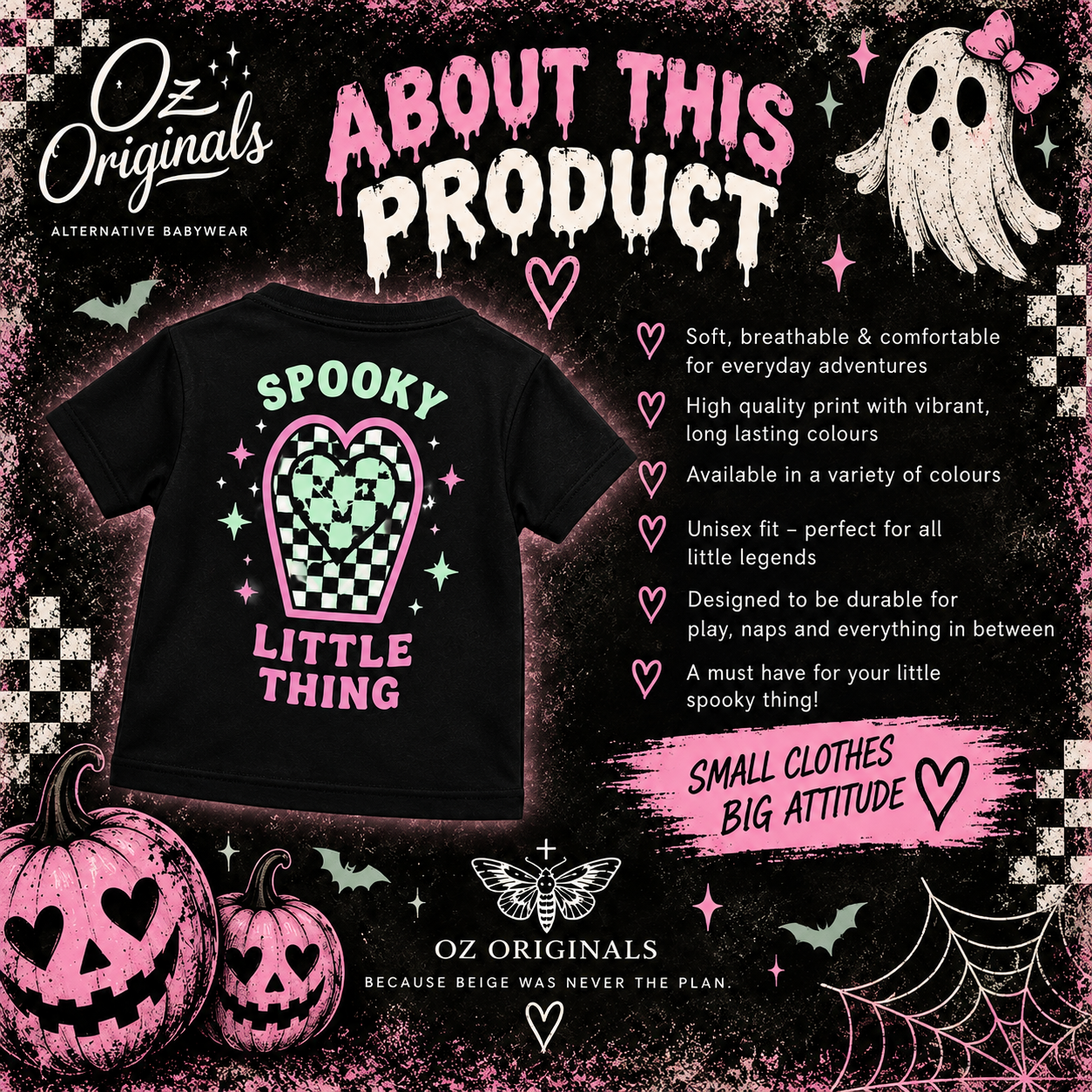 Spooky Little Thing 🖤 Black Baby Vest | Alternative Kidswear