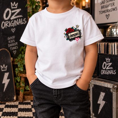 Sad Songs Society Toddler T-Shirt | Alternative Kids Tee | Cassette Mixtape Emo Punk Tee | Black or White