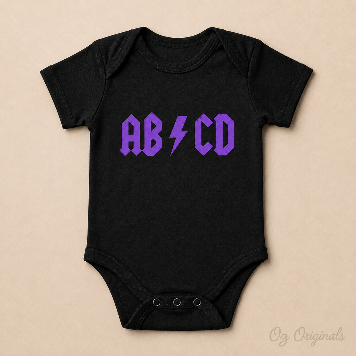 AB⚡CD Baby Vest | Rock-Inspired Alternative Baby Bodysuit | Multiple Colour Options