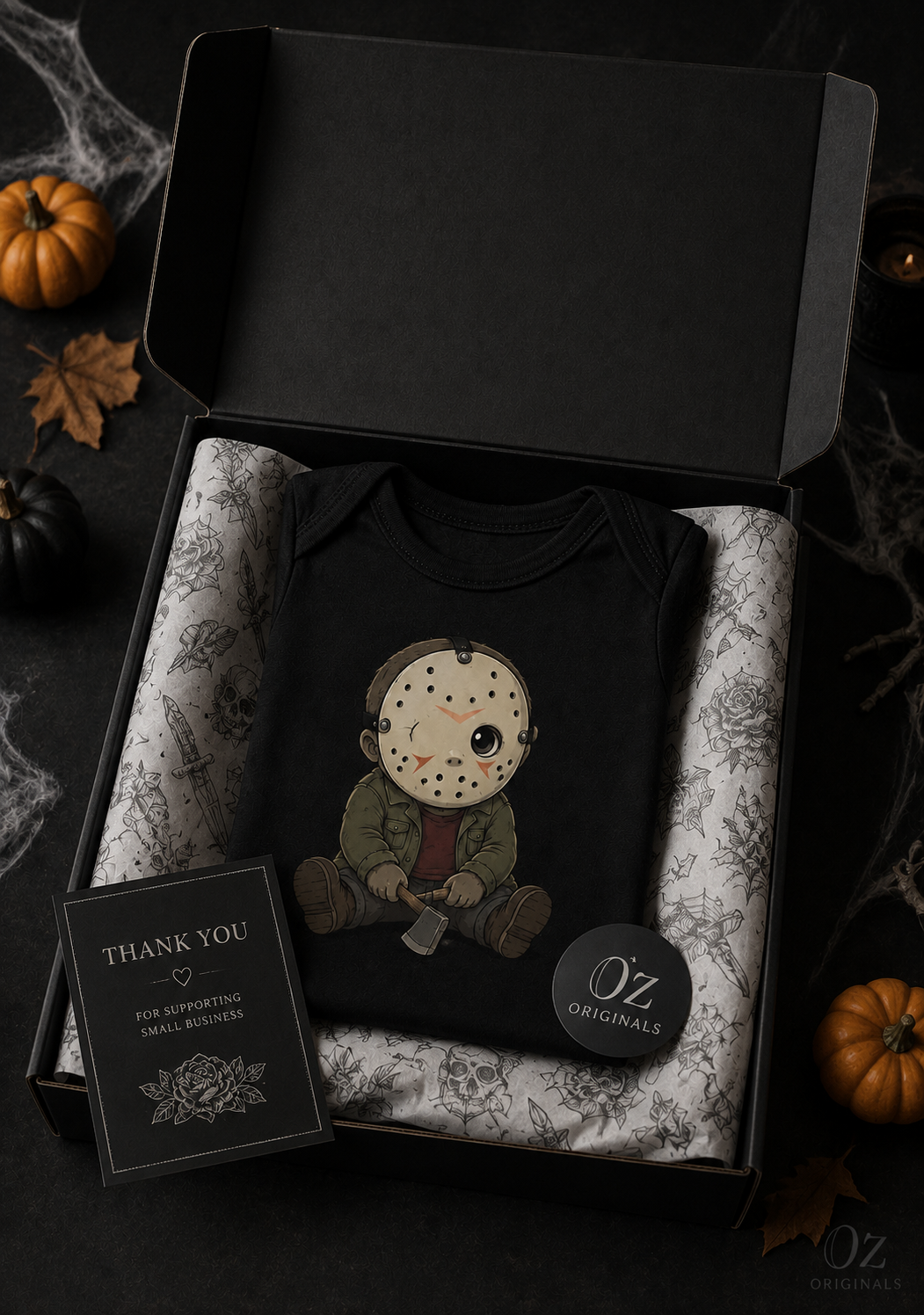 Little Horror Icons Black Baby Vest – Choose Your Character or Group