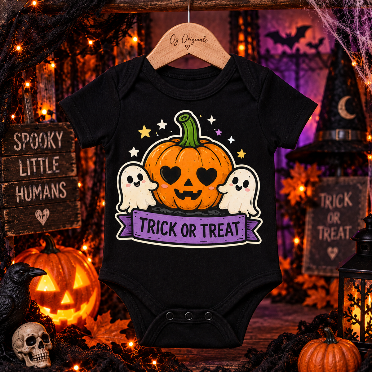 Trick or Treat Baby Vest | Halloween Pumpkin & Ghost Baby Bodysuit | October Oddities 🎃👻