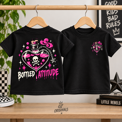 Bottled Attitude Toddler Tee | Hot Pink or Turquoise Blue | Ozzy Flash 🩷🩵