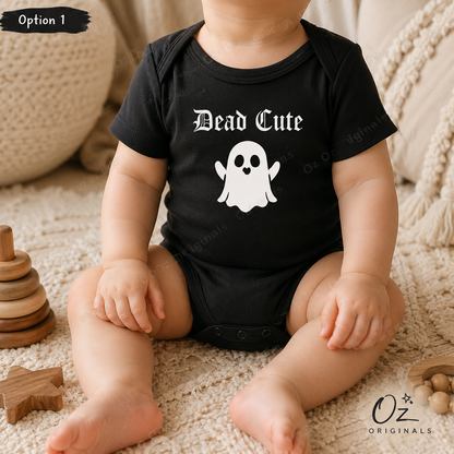 Dead Cute Baby Vest | Halloween Ghost Baby Bodysuit | October Oddities – OctOdd001 👻🖤
