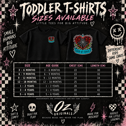 Web of Chaos Toddler T-Shirt | Alternative Gothic Kids Tee | Front & Back Print