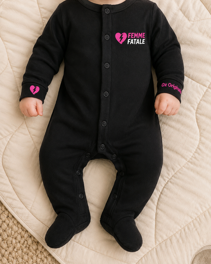 Femme Fatale Baby Vest | Pink Checkerboard Alternative Baby Bodysuit | Punk Baby Clothes 🩷⚡️