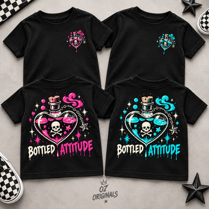 Bottled Attitude Toddler Tee | Hot Pink or Turquoise Blue | Ozzy Flash 🩷🩵