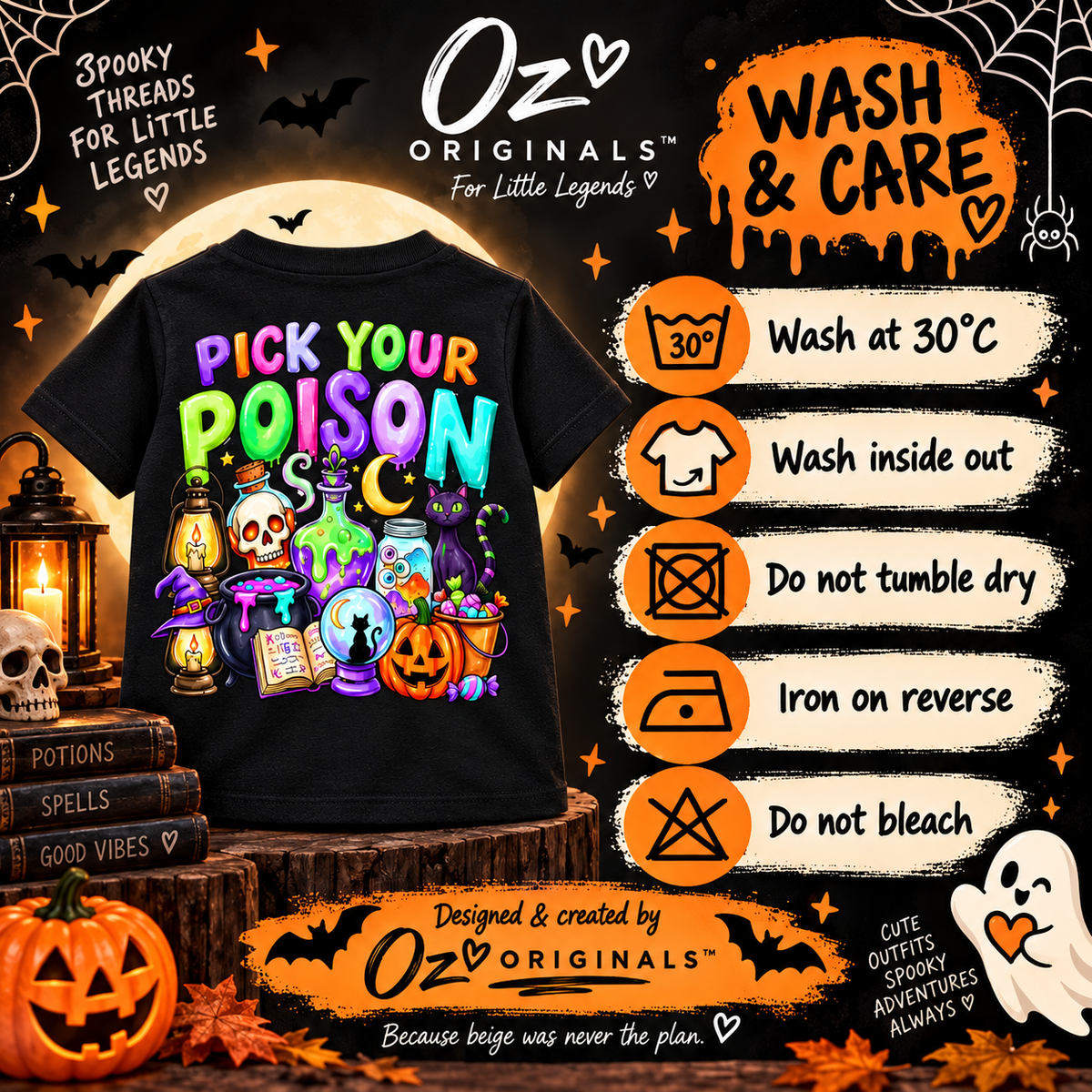 Pick Your Poison Toddler Tee | Colourful Halloween Kids T-Shirt | Alternative Spooky Toddler Tee