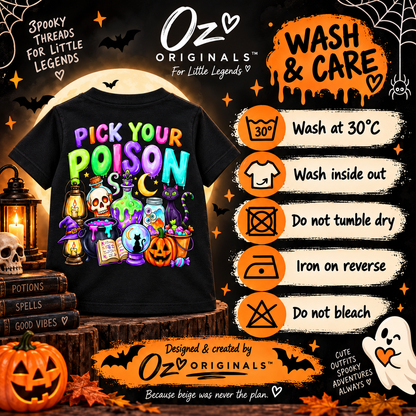 Pick Your Poison Toddler Tee | Colourful Halloween Kids T-Shirt | Alternative Spooky Toddler Tee