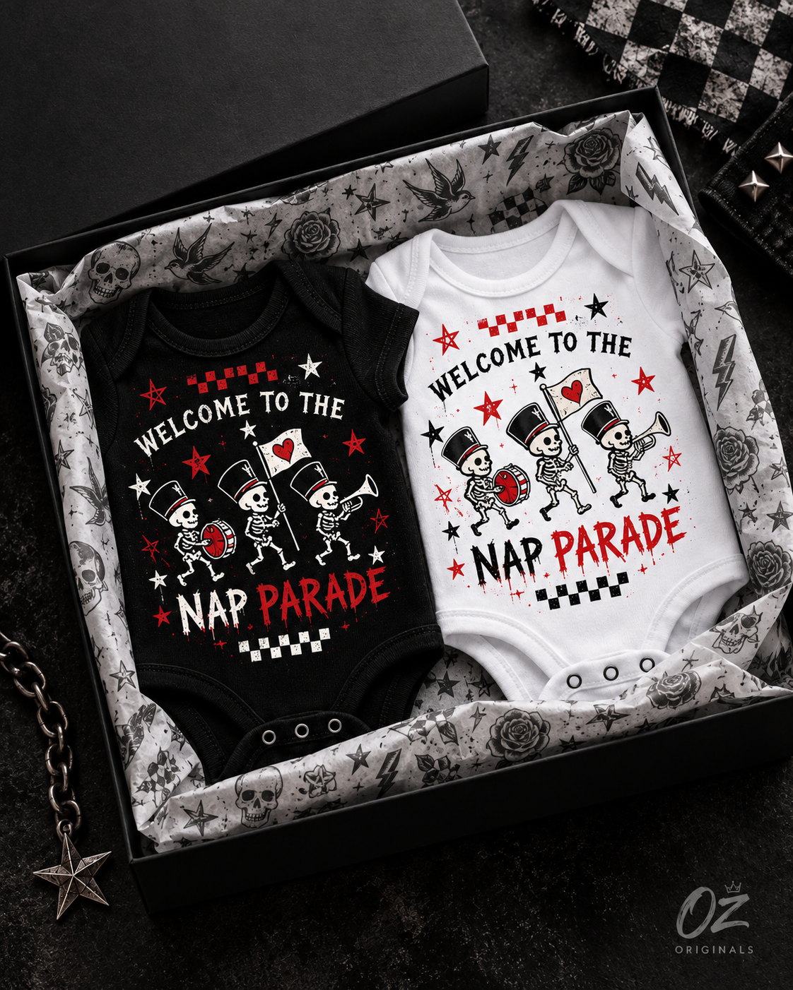 Welcome to the Nap Parade Baby Vest – Alternative Emo Baby Clothing | Black or White