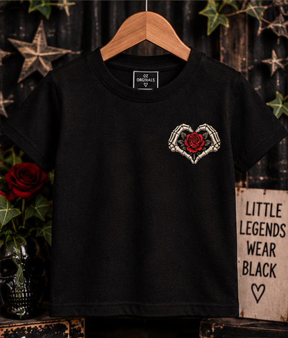 Love You to Death Toddler Tee | Gothic Skeleton Heart & Rose Alternative Kids T-Shirt