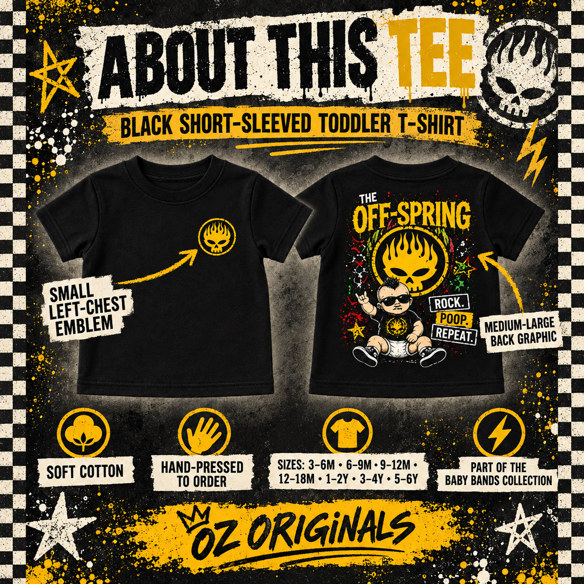 The Off-Spring “Rock. Poop. Repeat.” Toddler Tee | Alternative Kids Clothing UK