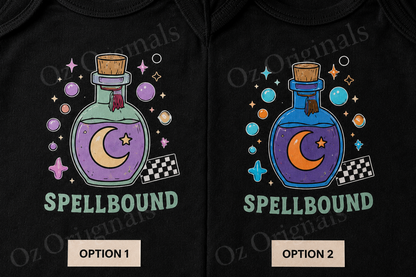 Spellbound Halloween Baby Vest – Gothic Potion Bodysuit, 2 Colour Options, October Oddities 🪄 🧙
