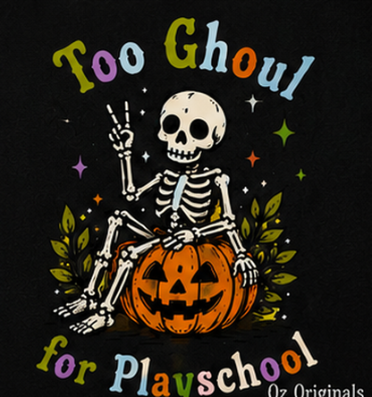Too Ghoul for Playschool Halloween Baby Vest, Skeleton Pumpkin Bodysuit, Alternative Spooky Baby Outfit 💀