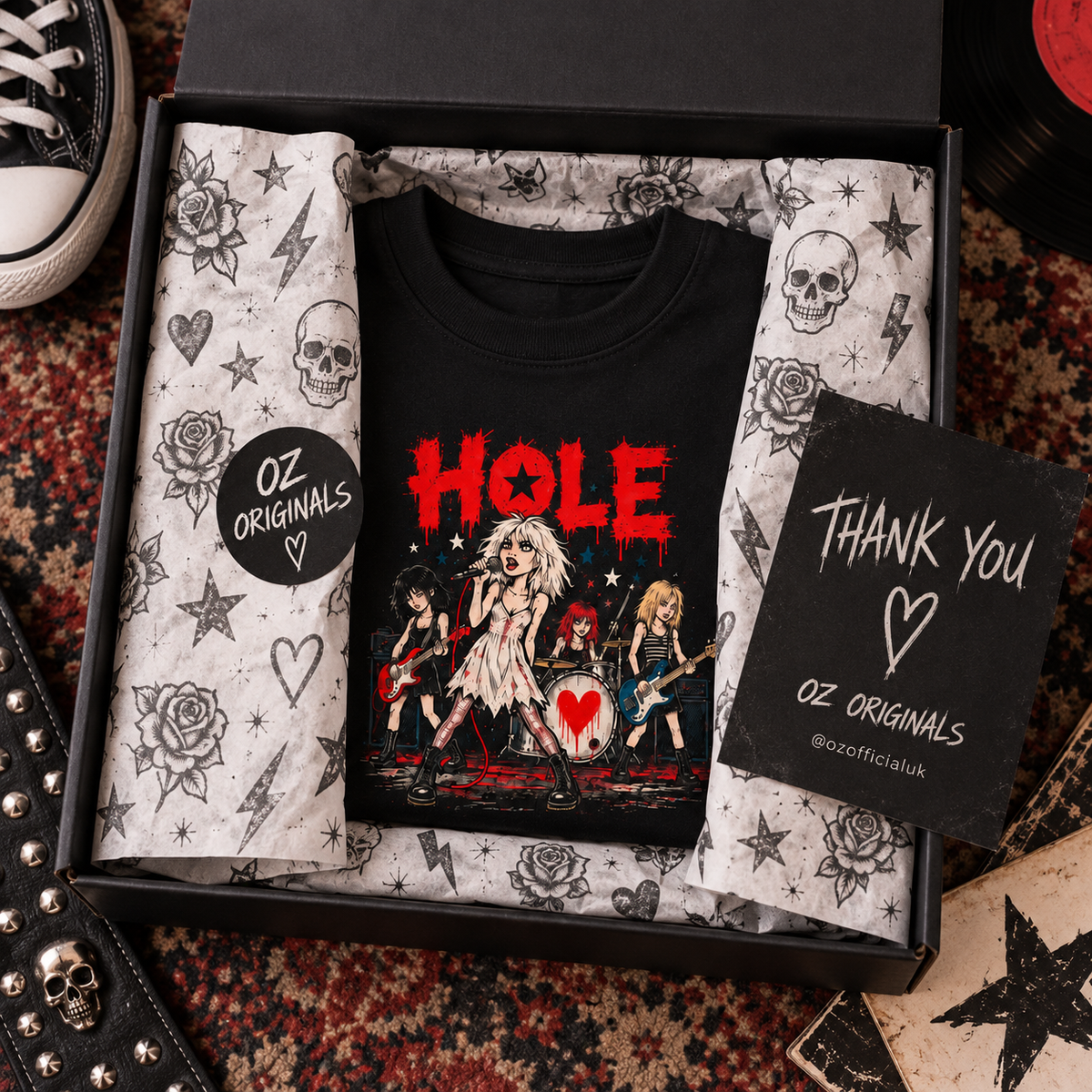 HOLE Cartoon Band Baby Vest/Bodysuit – Black Alternative Kids T-Shirt 🎶❤️