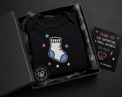 All The Small Things Baby Vest | Blue or Pink Sock | Personalised Alternative Baby Bodysuit | Rock Baby Gift 💙🩷