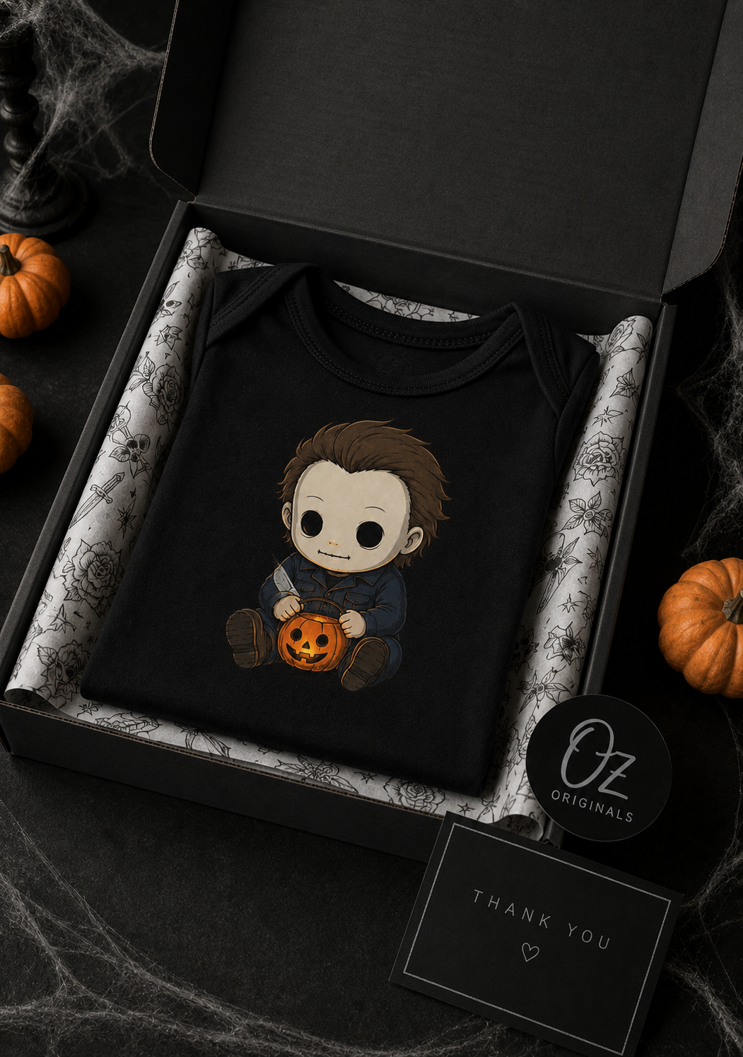 Little Horror Icons Black Baby Vest – Choose Your Character or Group