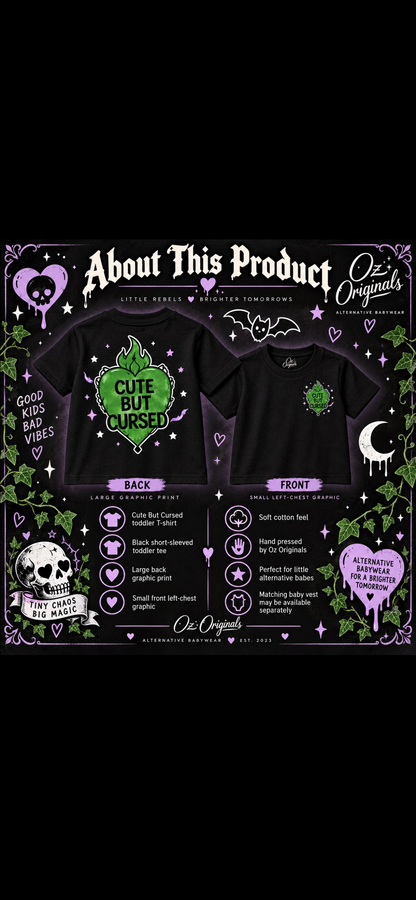 Cute But Cursed – Black Toddler T-Shirt | Ozzy Flash