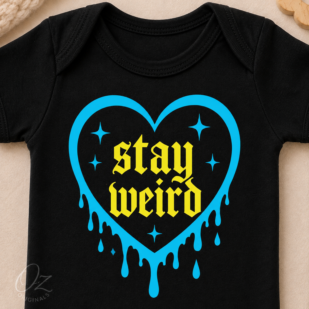Stay Weird Baby Vest | Halloween Baby Clothes | Alternative Baby Bodysuit | Goth Baby Vest | Spooky Baby Gift | October Oddities 🩷💚