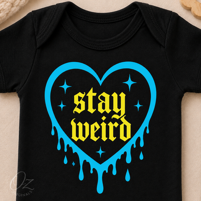 Stay Weird Baby Vest | Halloween Baby Clothes | Alternative Baby Bodysuit | Goth Baby Vest | Spooky Baby Gift | October Oddities 🩷💚