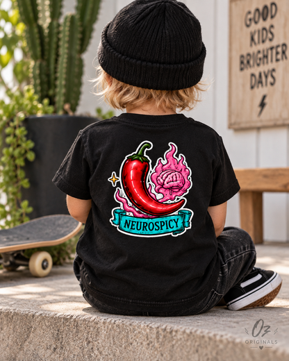 Neurospicy Toddler T-Shirt | Alternative Kids Tee | Black or White