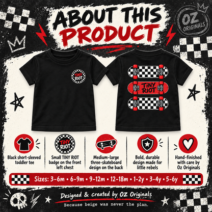 TINY RIOT Toddler T-Shirt – Alternative Checkerboard Skateboard Tee