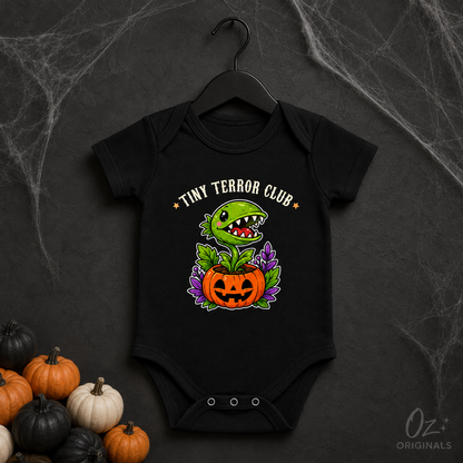 Tiny Terror Club Halloween Baby Vest, Cute Monster Plant Pumpkin Bodysuit, Alternative Spooky Baby Outfit