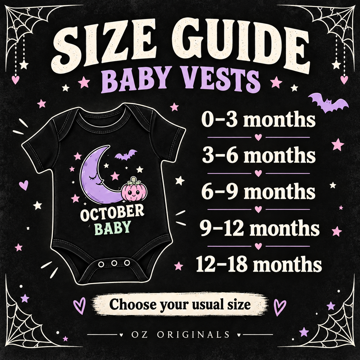 October Baby Halloween Moon & Pumpkin Black Baby Vest