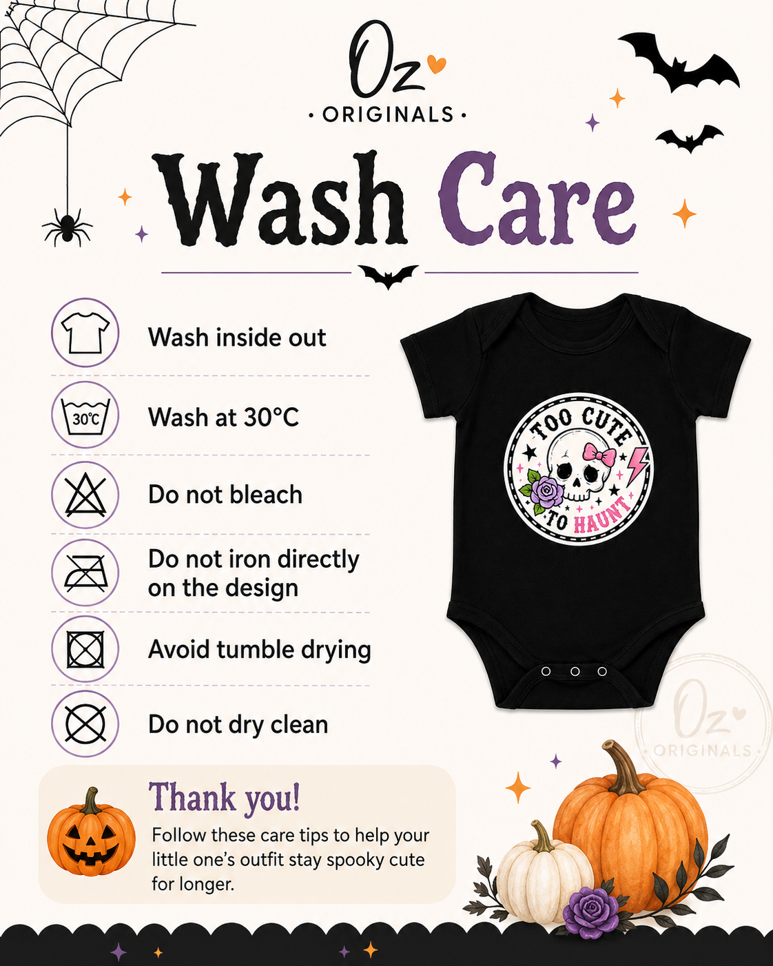 Too Cute to Haunt Halloween Baby Vest, Skull and Rose Bodysuit, Alternative Baby Girl Outfit, First Halloween Gift