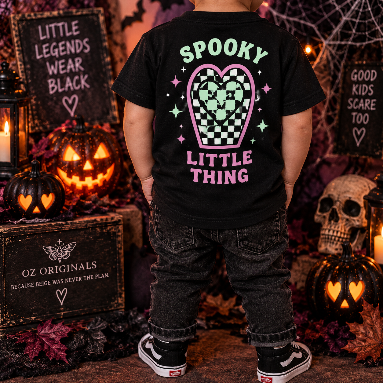 Spooky Little Thing Black Toddler T-Shirt – Halloween Back Print