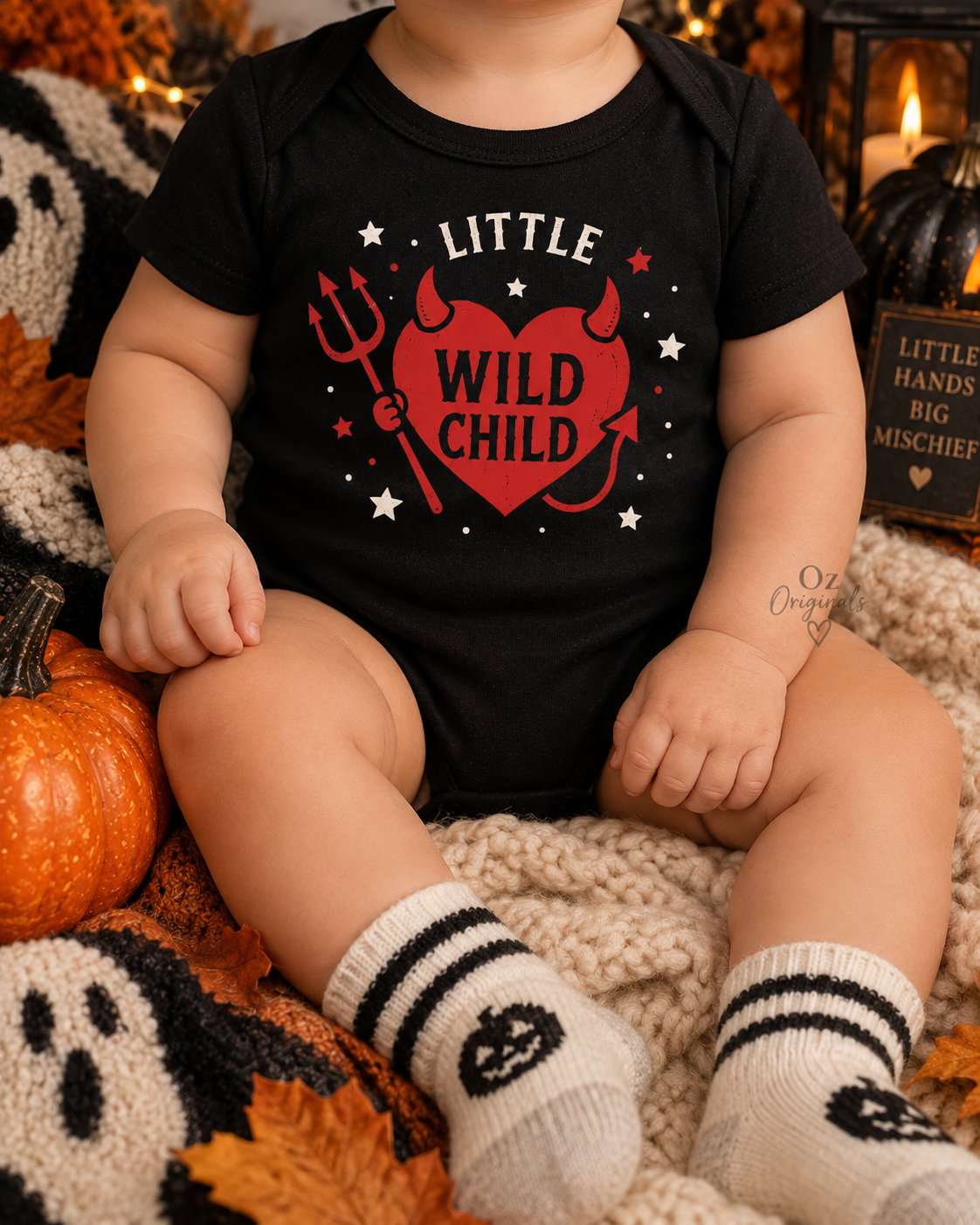 Little Wild Child Baby Vest | Halloween Devil Heart Baby Bodysuit | October Oddities ❤️😈