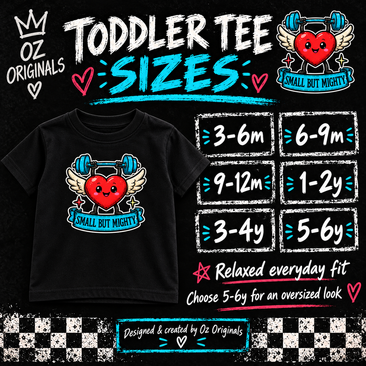 Small But Mighty Toddler Tee | Alternative Kids T-Shirt | Ozzy Flash Collection ❤️🏋️