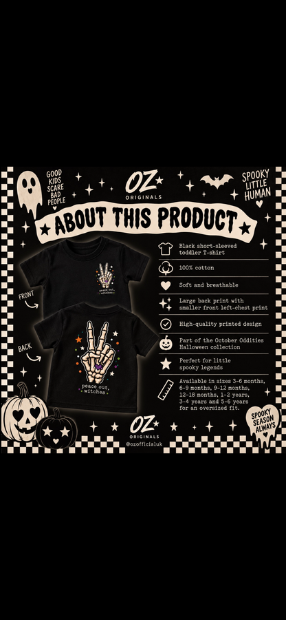 Peace Out, Witches Toddler Tee | Alternative Halloween Kids T-Shirt | October Oddities