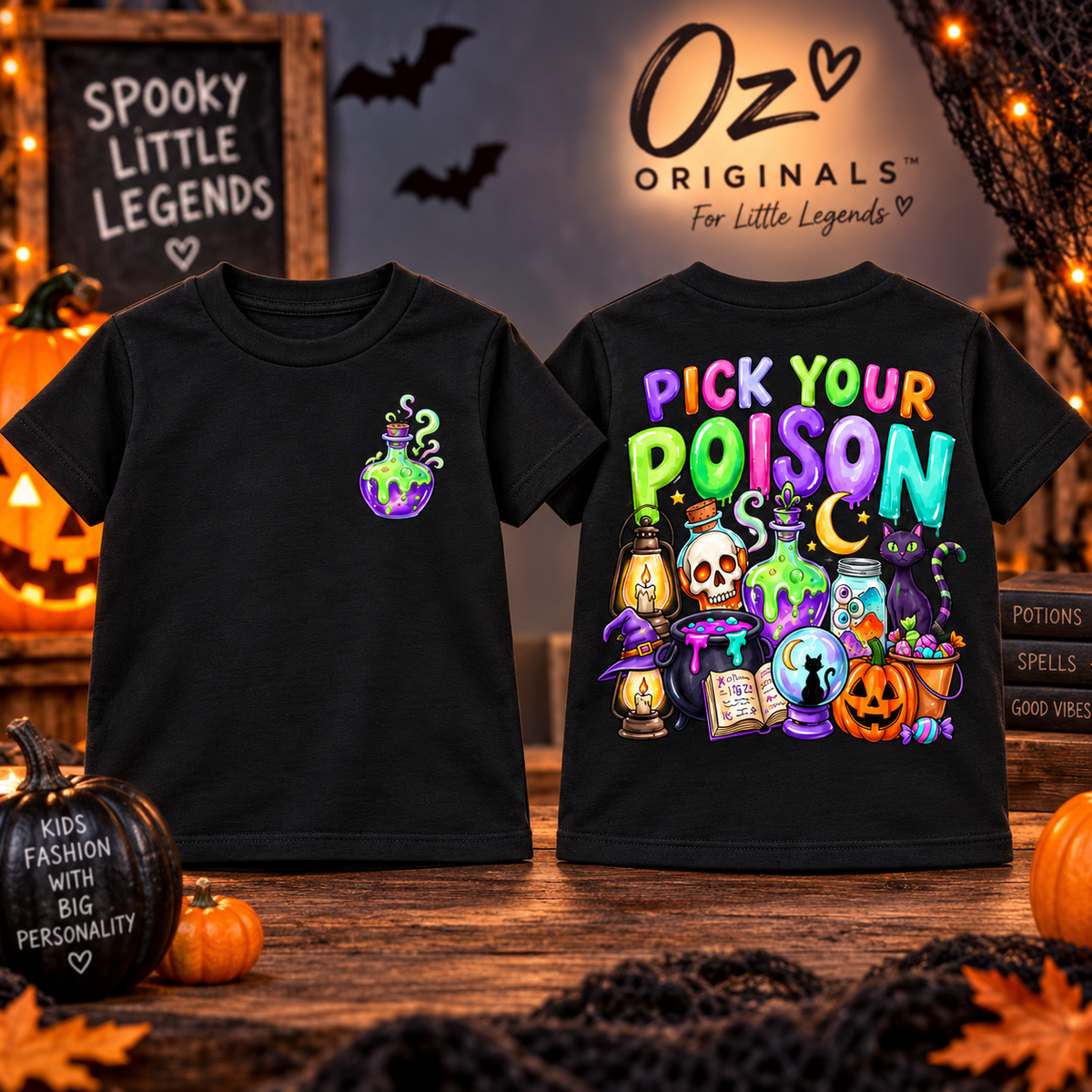 Pick Your Poison Toddler Tee | Colourful Halloween Kids T-Shirt | Alternative Spooky Toddler Tee