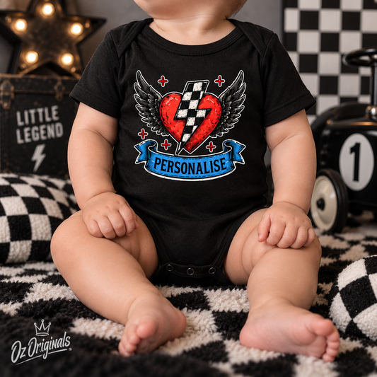 Personalised Winged Heart Baby Vest | Alternative Baby Clothes | Custom Punk Baby Outfit