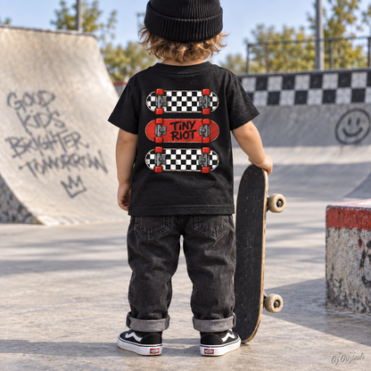 TINY RIOT Toddler T-Shirt – Alternative Checkerboard Skateboard Tee