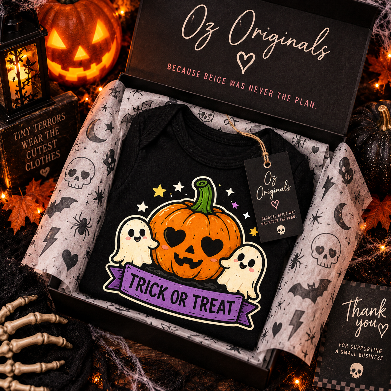 Trick or Treat Baby Vest | Halloween Pumpkin & Ghost Baby Bodysuit | October Oddities 🎃👻